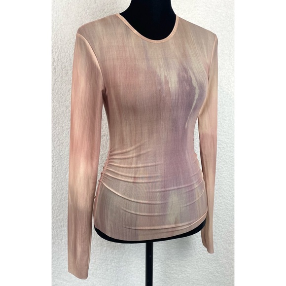 ZARA • Abstract Printed Tulle Long Sleeve Blouse Top - Picture 9 of 14